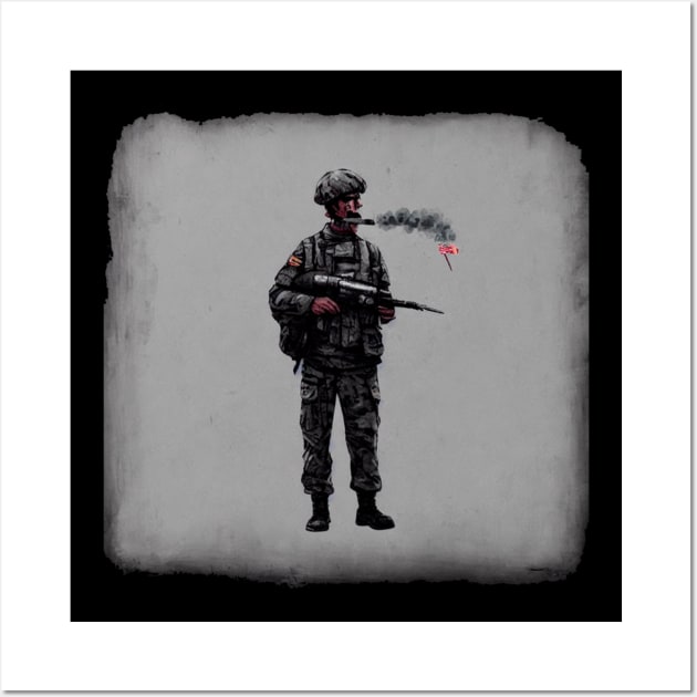 Soldier smoking Wall Art by Arassa Army